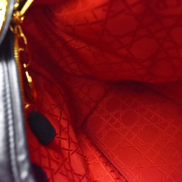 CHRISTIAN DIOR Lady Cannage 2Way Shoulder Hand Bag Suede Leather Black 43KB146 - Picture 12 of 15